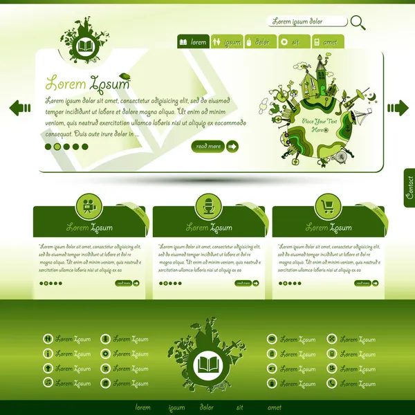 Green eco website template — Stock Vector