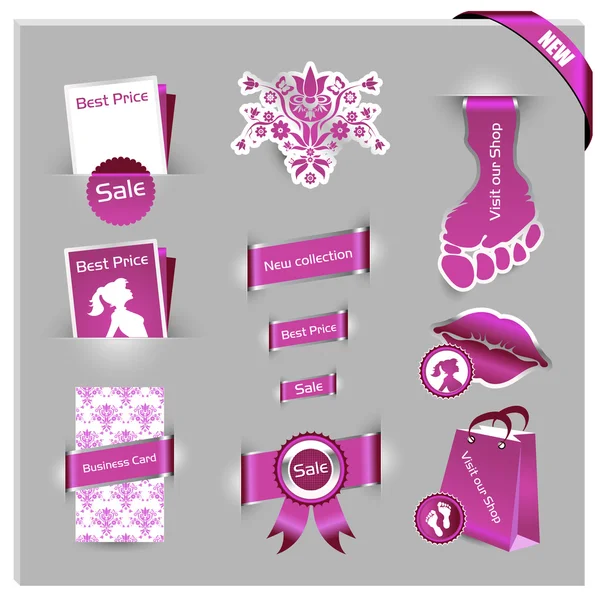 Розовые этикетки для женских магазинов — стоковый вектор