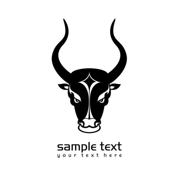 Icono de cabeza de toro blanco y negro — Vector de stock