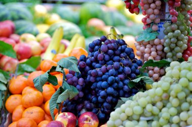 Fresh fruits and vegetables market clipart