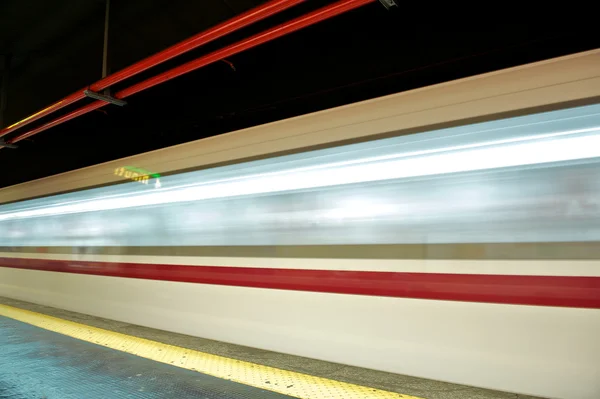 stock image Motion blur outdoor of high speed train in subway