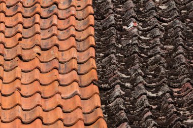Red and old roof tiles clipart