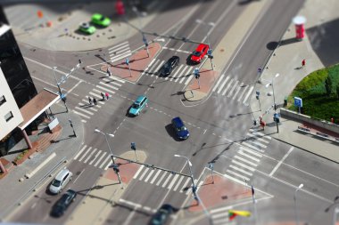 City street with traffic lights and cars clipart