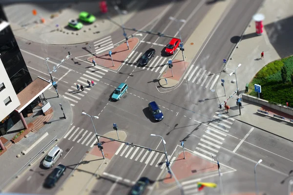 stock image City street with traffic lights and cars