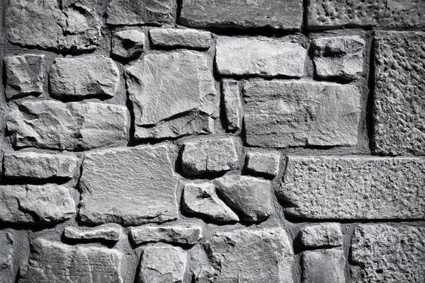 Cool vintage noir et blanc mur de pierre texture fond — Photo