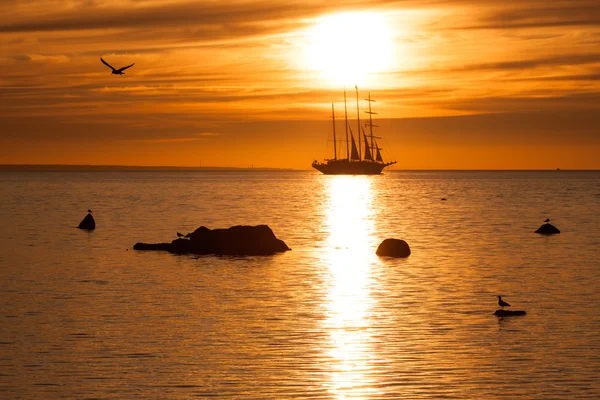 Sailing and sunset — Stock Photo, Image