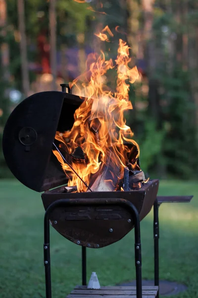 Barbecue grill avec feu ouvert — Photo