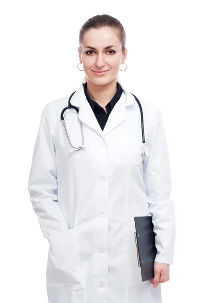 A doctor with a folder and a stethoscope — Stock Photo, Image