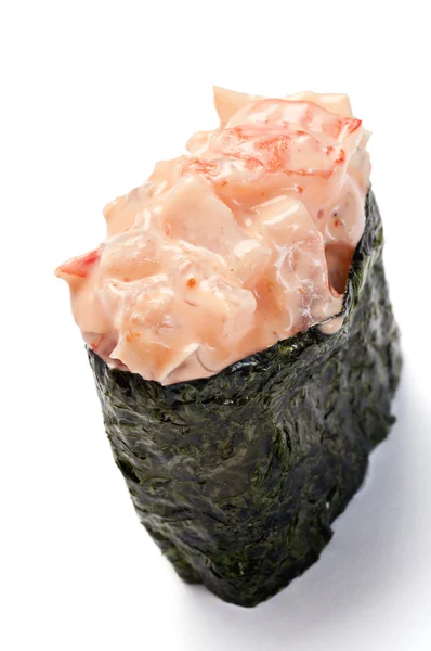 Gunkan Sushi, würzige ebi, Garnelen akut — Stockfoto