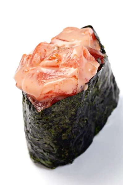Gunkan Sushi, würzige Koons, scharfer Räucherlachs — Stockfoto