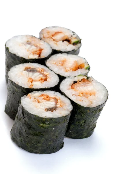 Hosomaki, Unagi maki, eel, avocado — Stock Photo, Image