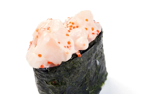 Sushi Gunkan. Felix Hotate. Capesante. Su sfondo bianco . — Foto Stock