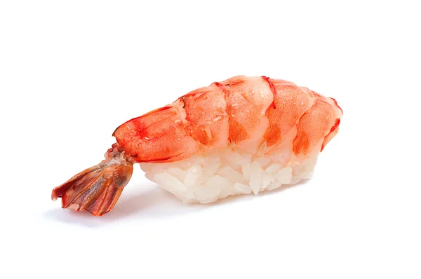 Sushi nigiri. Eby. Camarones. Sobre un fondo blanco . — Foto de Stock