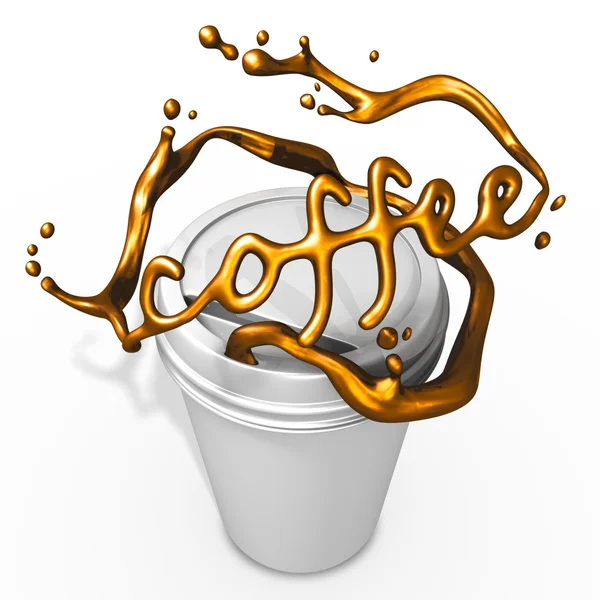 Splashing cafea cu ceașcă de hârtie — Fotografie, imagine de stoc