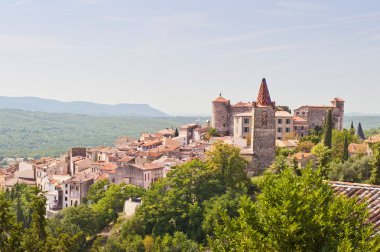 Medieval Callian Dominates a Hilltop clipart