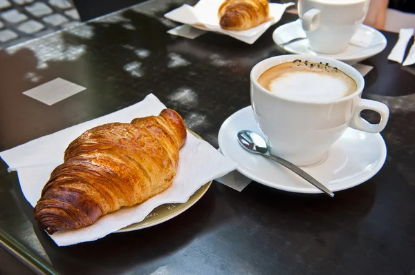 stock image Croissant & Cappuccino for Two