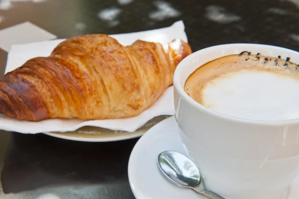 stock image Croissant & Cappuccino for Breakfast