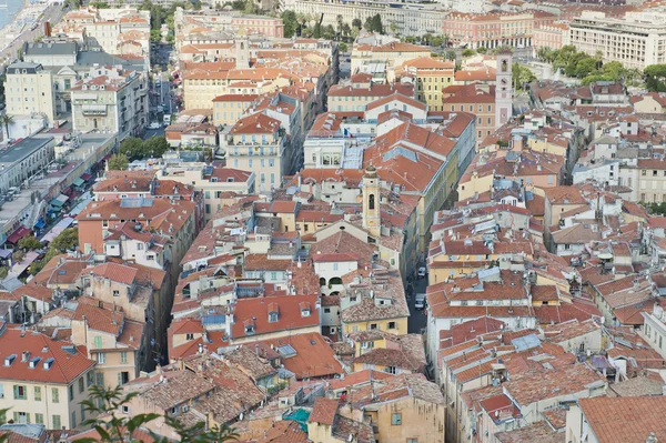 Tagtoppe og gader i Nice - Stock-foto