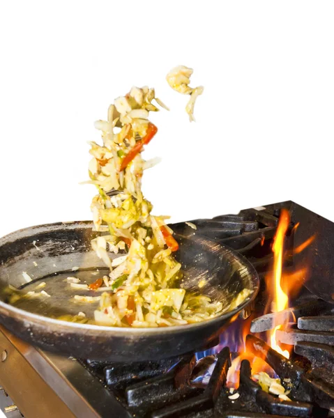 Toss & Catch with a Hot Skillet — Stock Photo, Image