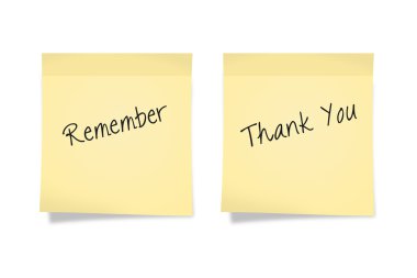 Yellow Remember and Thank You Sticky Notes clipart