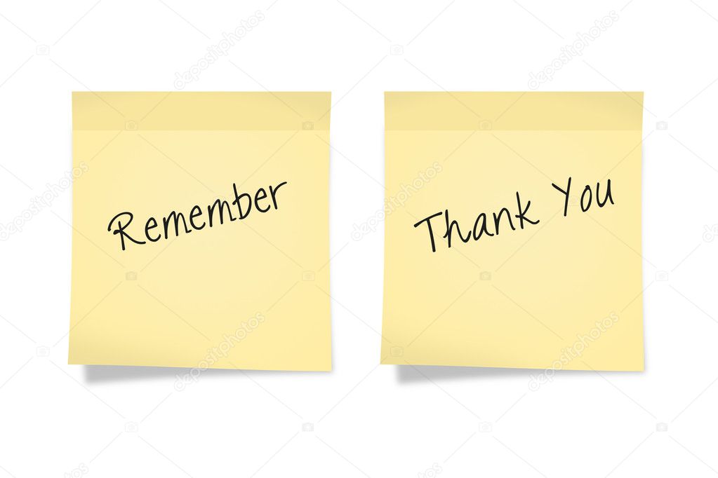 Yellow Remember and Thank You Sticky Notes