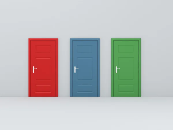 Trzy różne drzwi — Zdjęcie stockowe