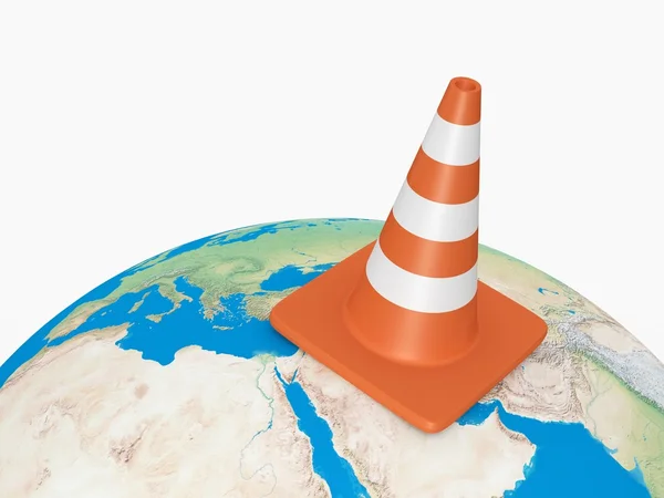Traffic Cone on Earth — Stock Photo, Image