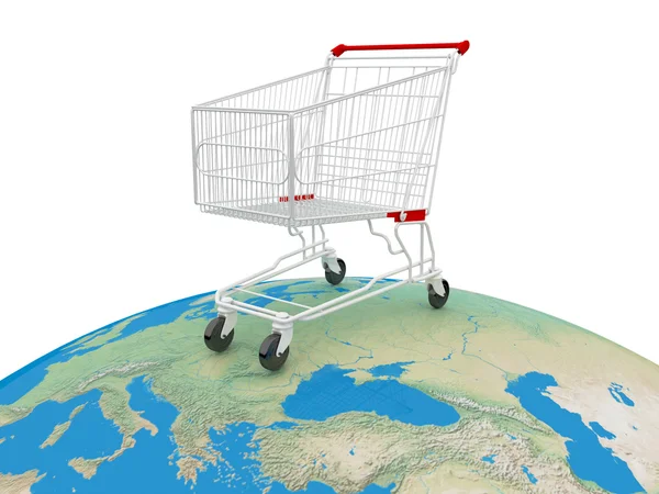 Wózek na zakupy na całym świecie — Zdjęcie stockowe