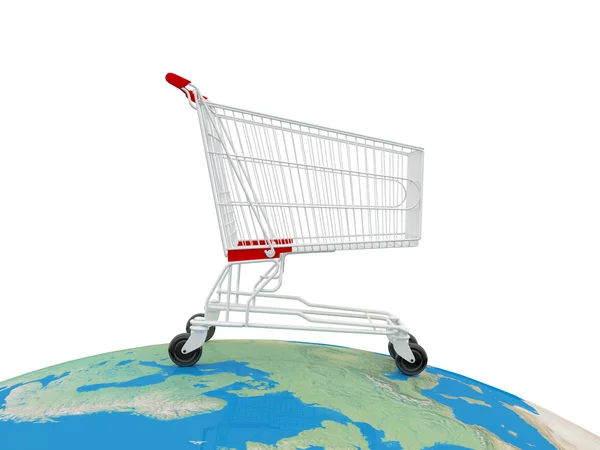 Wózek na zakupy na całym świecie — Zdjęcie stockowe