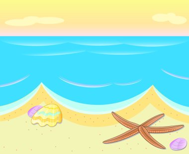 Deniz ve deniz yıldızı deniz Sahili gösteren resim