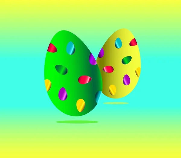 Два яйца с наклейками — стоковый вектор