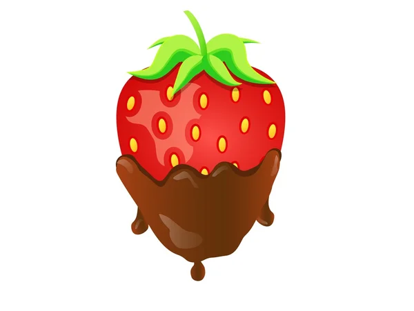 Erdbeere in Schokolade — Stockvektor