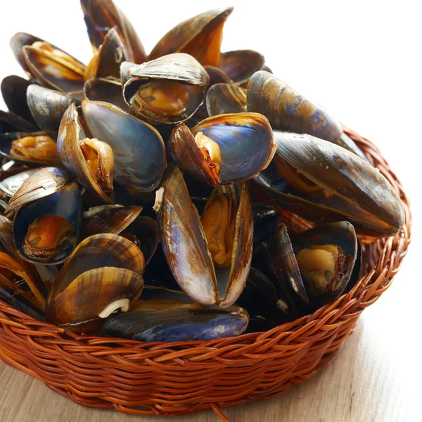 Mussels in basket Stock Picture