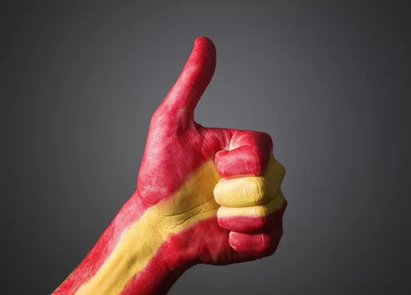 Hand painted with the flag of Spain and expressing positivity — Stock Photo, Image