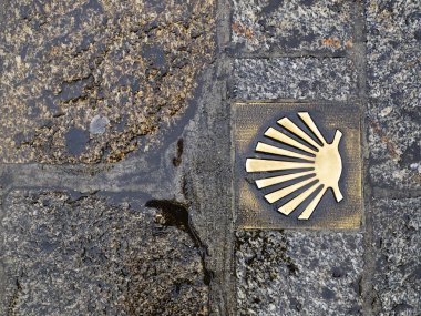 Pilgrim's shell (Venera) in the way of Santiago de Compostela. clipart