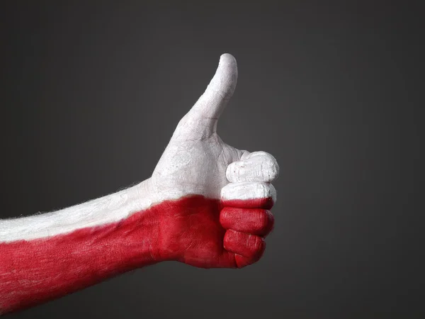 Mão pintada com a bandeira da Polônia e expressando positividade 1 — Fotografia de Stock