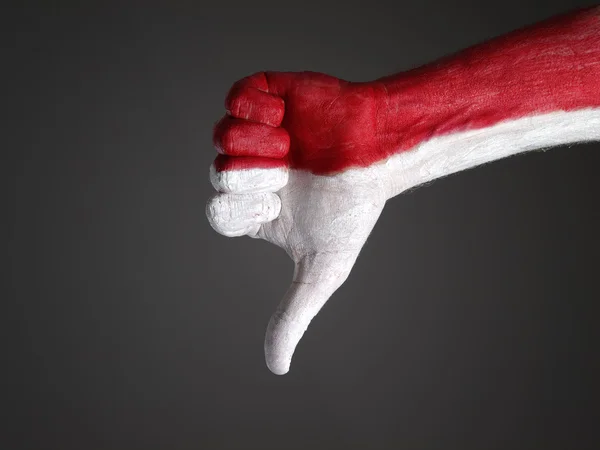 Hand painted with the flag of Poland and expressing negativity 1 — Stock Photo, Image