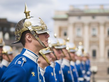 STOCKHOLM, SWEDEN - MAY 12: Swedish Royal Guard at the Royal Pal clipart