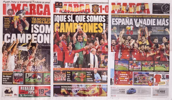 Le quotidien sportif espagnol Marca Covers, commémoratif des Espagnols — Photo