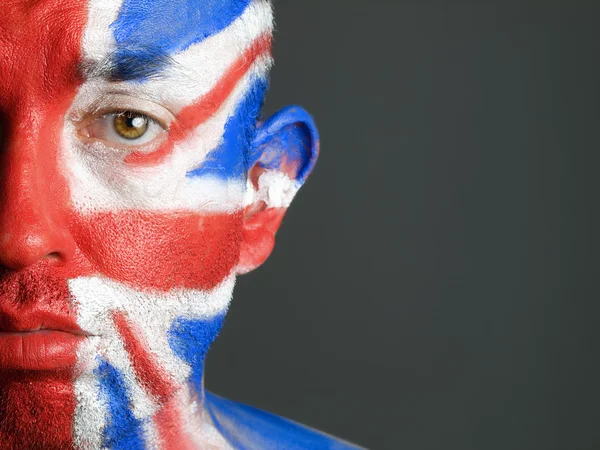 Άνθρωπος face painting σημαία του Ηνωμένου Βασιλείου 5 — Φωτογραφία Αρχείου