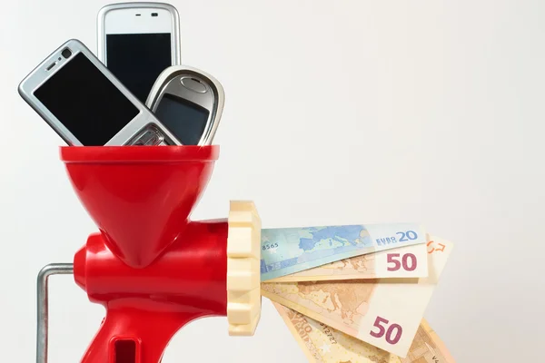 stock image Recycle mobile phone, get money and help the environment