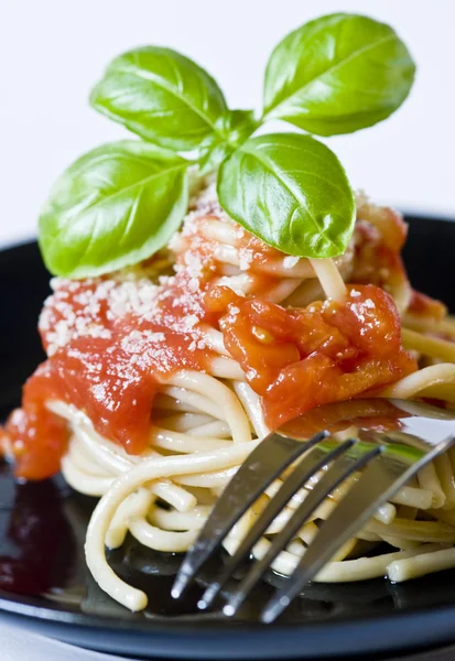 Bolonhesa de espaguete com parmesão — Fotografia de Stock