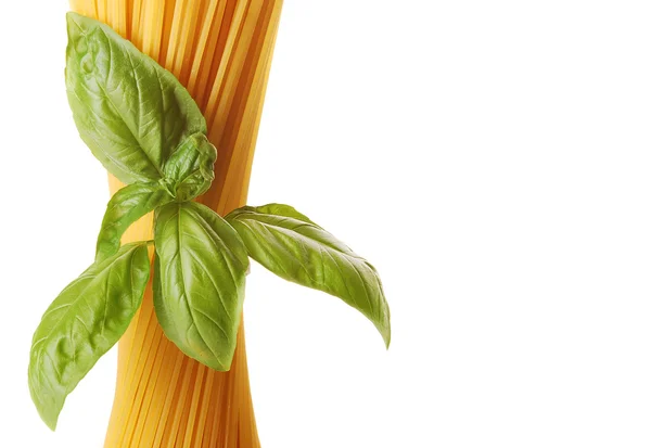 Spaghetti with basil — Stock Photo, Image