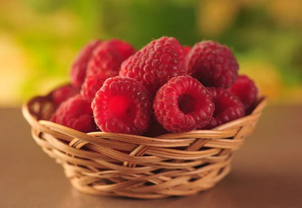 Raspberries in the basket — Stock Photo, Image