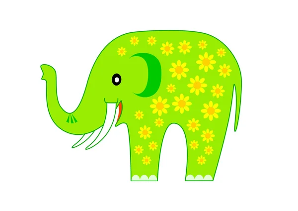 Vihreä norsu kukkia — vektorikuva