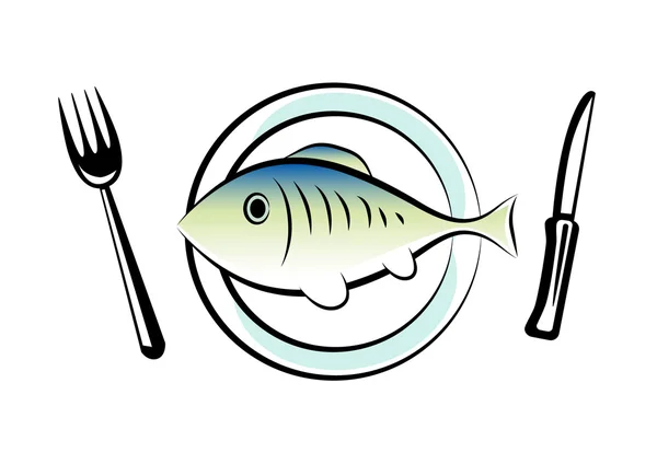 Ryby na Porcelanowy talerz — Wektor stockowy
