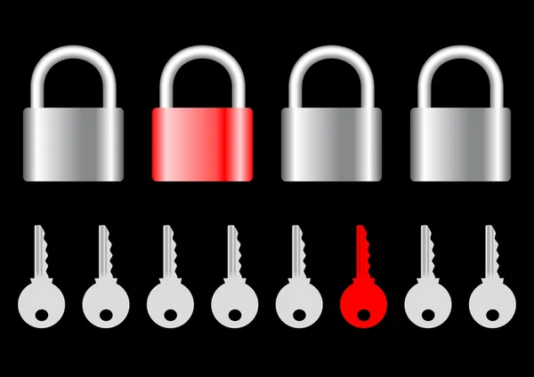 Collection de cadenas et clés — Image vectorielle