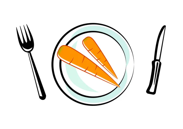 Carrot on porcelain plate — Stock Vector