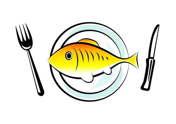 Gold fish on porcelain plate — Stock Vector