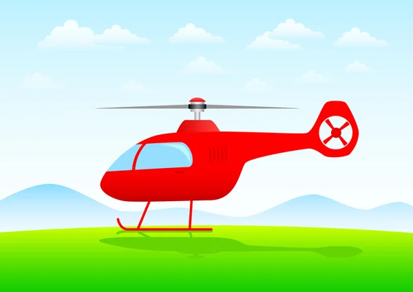 Rode helikopter — Stockvector